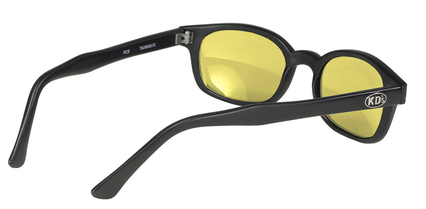 X KD's Sunglasses Original Biker Shades Motorcycle Black Yellow 10112 