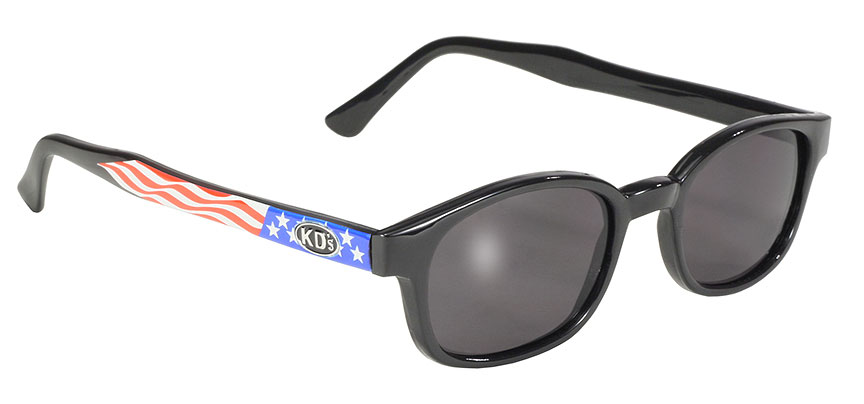 KD's Original 1 Pair  Flag Frame Smoke Lens Old School Biker Sunglasses 20050