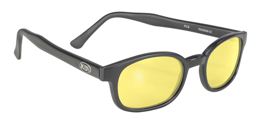 KD Sunglasses - 21112 Matte/Yellow motorcycle sunglasses, yellow lens KD, biker sunglasses, scooter sunglasses, fit under helmets