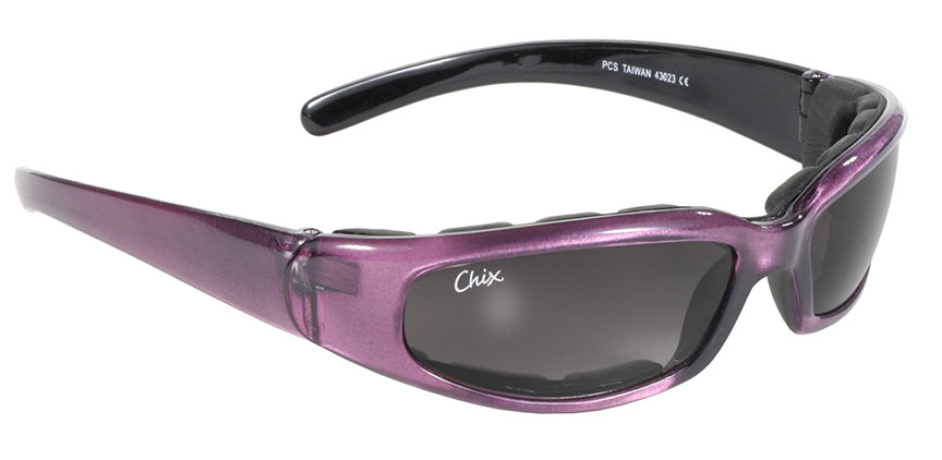 Chix Rally - 43023 Grey Gradient/Purple Womens Padded Motorcycle Sunglasses, most popular womens motorcycle sunglasses, Chix sunglasses for women