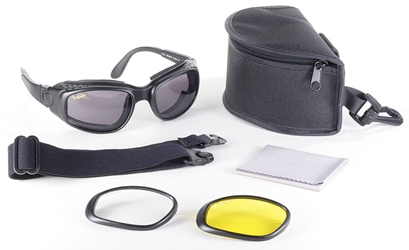 Airfoil 9100 - 3 Lenses padded motorcycle sunglass, sunglass that converts to a goggle, multiple lenses, extra lenses